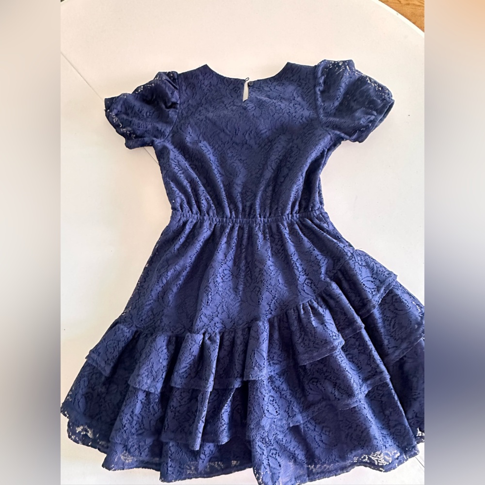 Bcbg navy lace short sleeved girls dress size 12